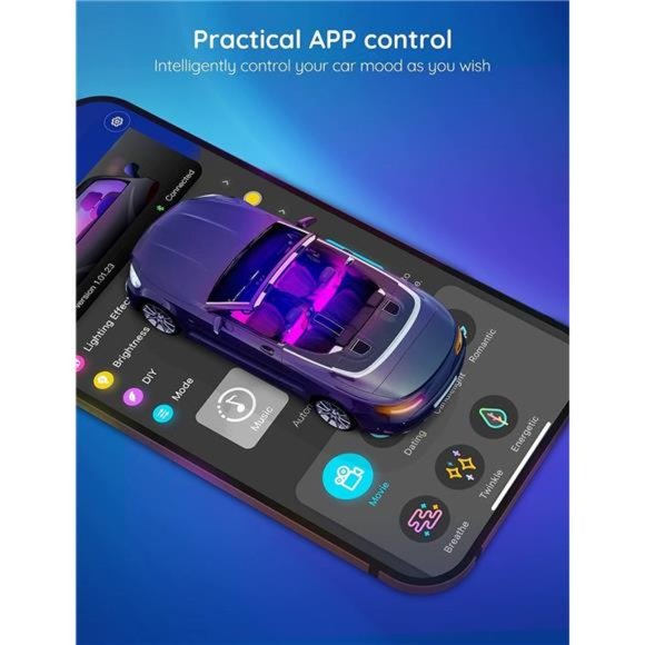 Car LED Lights,Smart Car Interior Lights with App Control, RGB Inside Car Lights - Picture 6 of 6